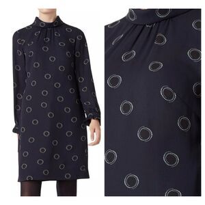 Hobbs London Clarice polka dot print Relaxed Silhouette shift dress size 8
